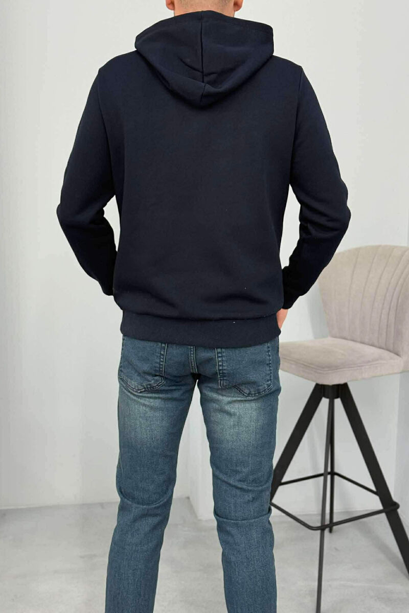 FLUFFY FRONT LOGO MEN HOODIE DARK BLUE/BEE - 5