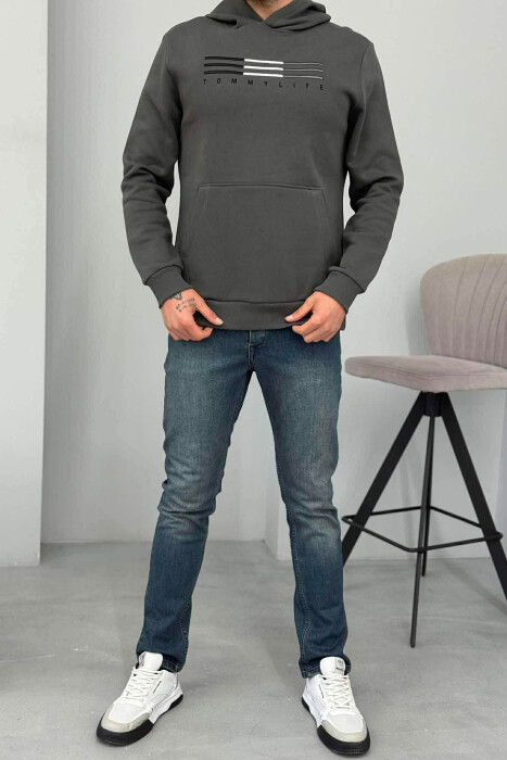 FLUFFY FRONT LOGO MEN HOODIE DARK GREY/GEE - 2