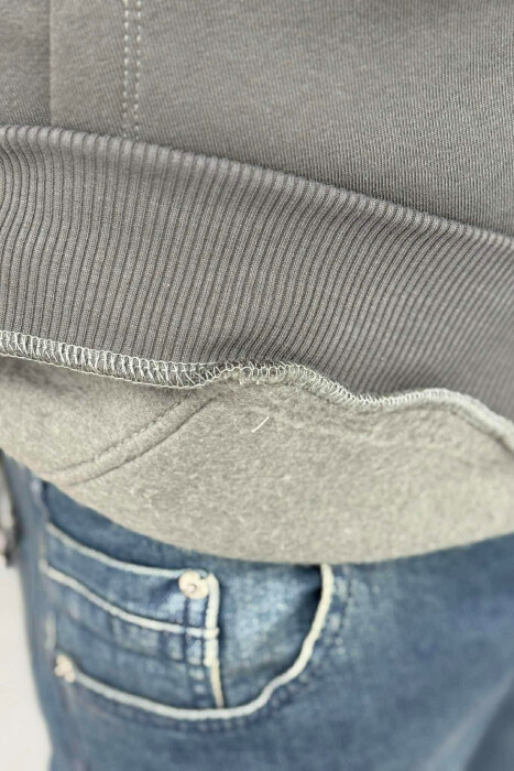 FLUFFY FRONT LOGO MEN HOODIE DARK GREY/GEE - 3