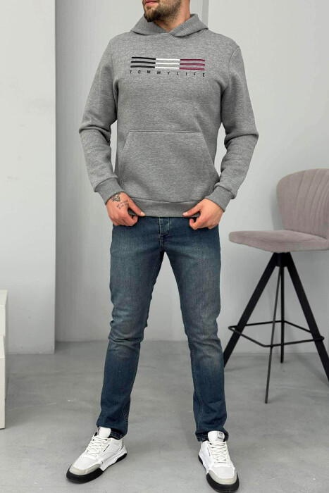 FLUFFY FRONT LOGO MEN HOODIE GREY/GRI - 2