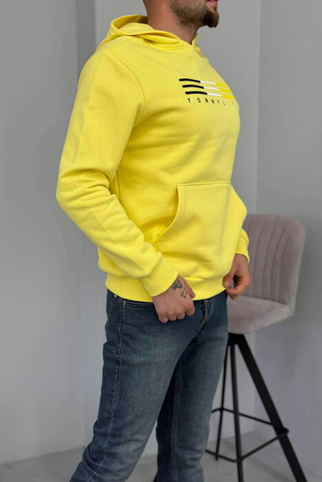 FLUFFY FRONT LOGO MEN HOODIE YELLOW/E VERDHE - 4