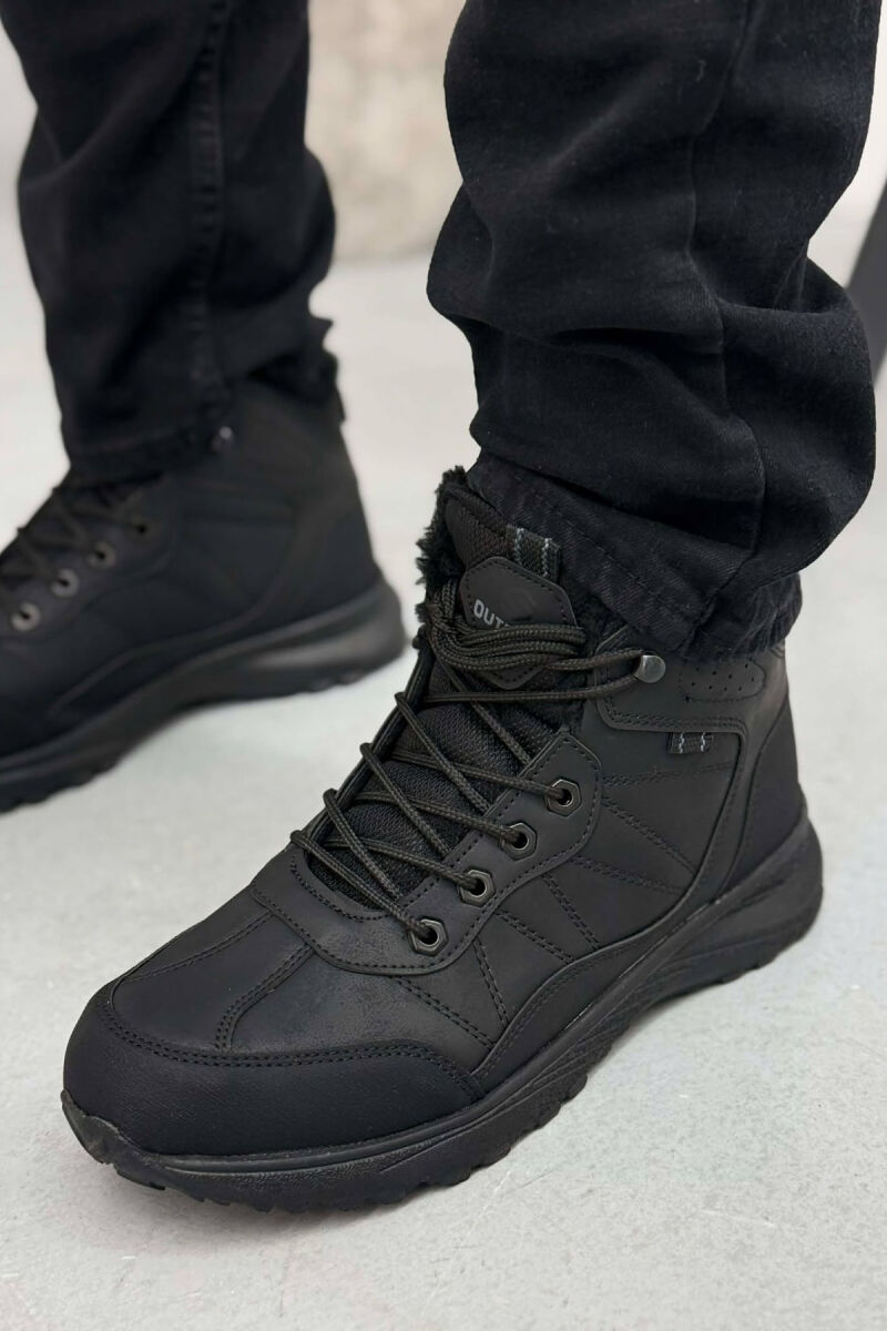 FLUFFY HIGH NECK MEN SHOES BLACK-BLACK/ZZ - 3