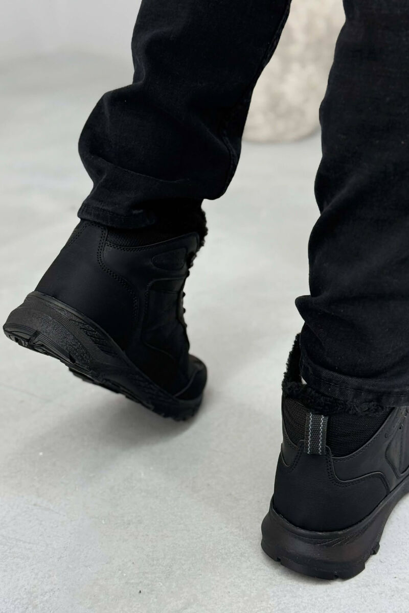 FLUFFY HIGH NECK MEN SHOES BLACK-BLACK/ZZ - 5