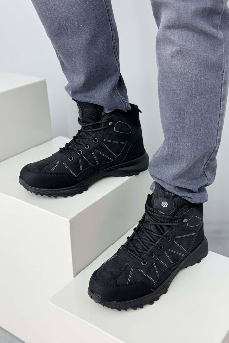 FLUFFY HIGH NECK MEN SHOES BLACK/ E ZEZE - KLAUDIO FASHION