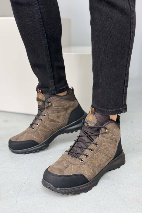 FLUFFY HIGH NECK MEN SHOES BROWN/KAFE - 1