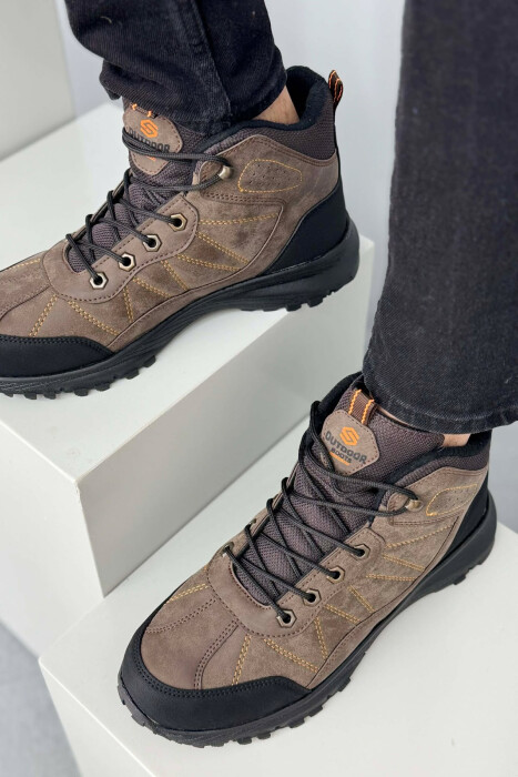 FLUFFY HIGH NECK MEN SHOES BROWN/KAFE - 2