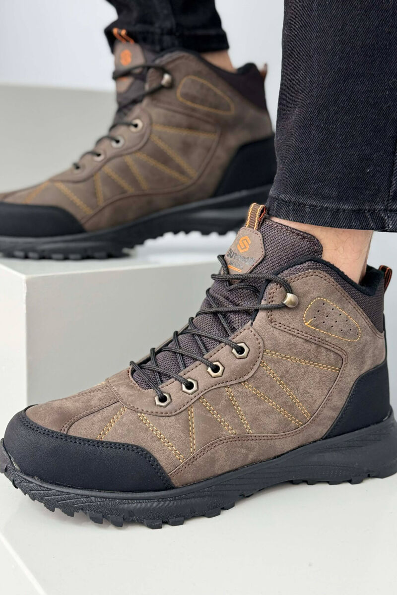 FLUFFY HIGH NECK MEN SHOES BROWN/KAFE - 3