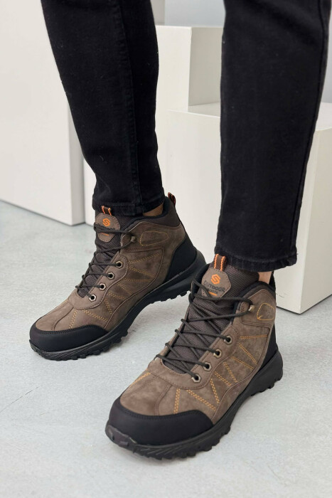 FLUFFY HIGH NECK MEN SHOES BROWN/KAFE - 4