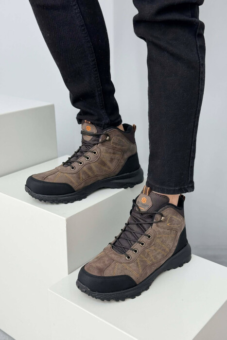 FLUFFY HIGH NECK MEN SHOES BROWN/KAFE - 5