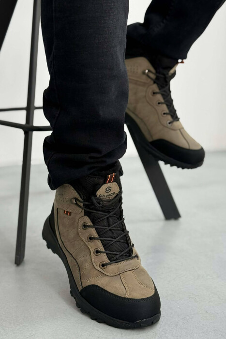 FLUFFY HIGH NECK MEN SHOES LIGHT BROWN/KAZB - 3