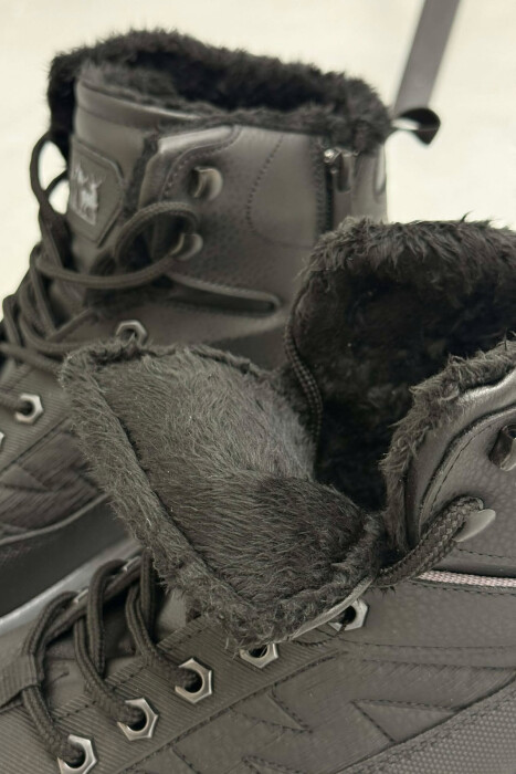 FLUFFY HIGH NECK MEN WINTER SHOES BLACK/ E ZEZE - 2