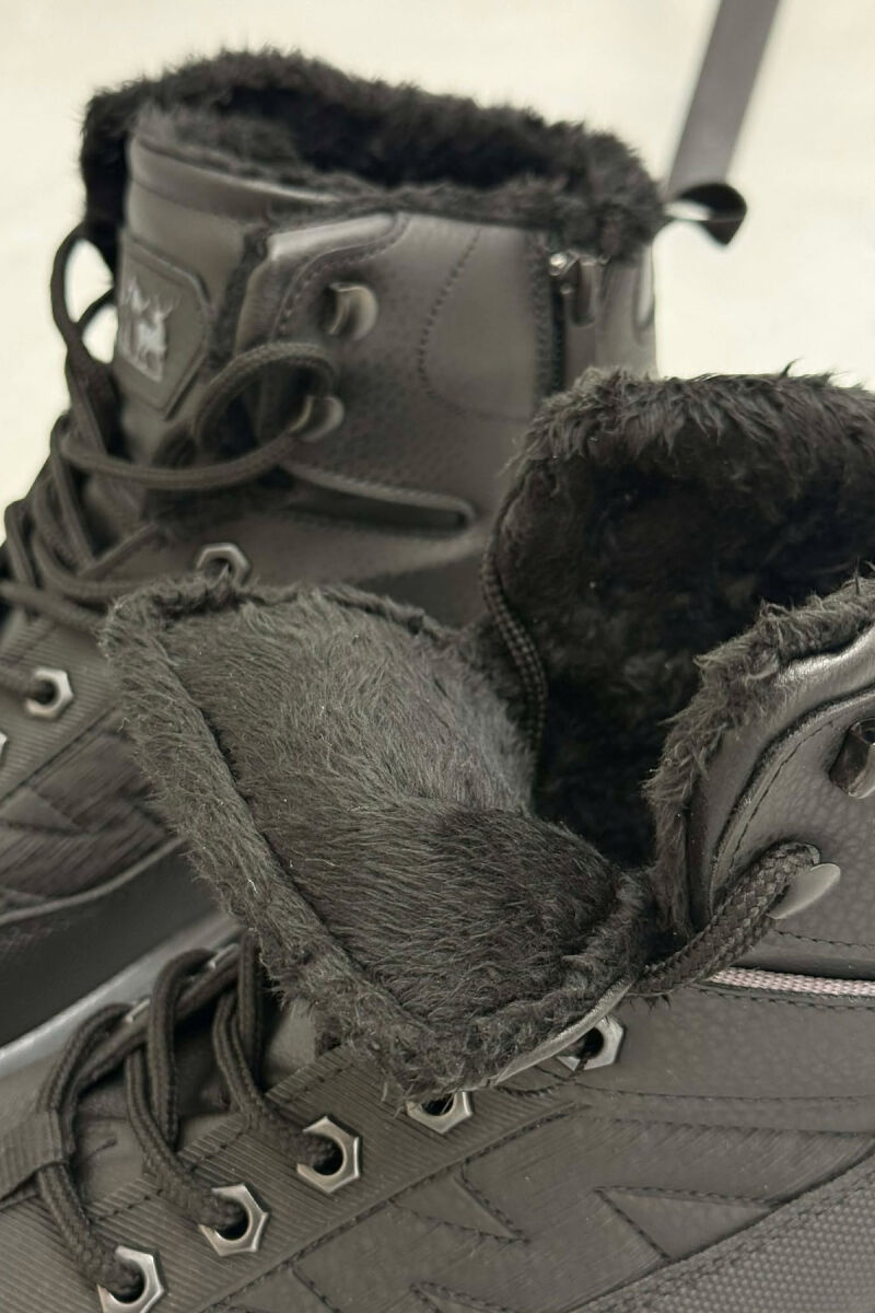 FLUFFY HIGH NECK MEN WINTER SHOES BLACK/ E ZEZE - 2
