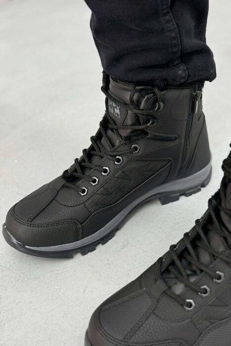 FLUFFY HIGH NECK MEN WINTER SHOES BLACK/ E ZEZE - 3