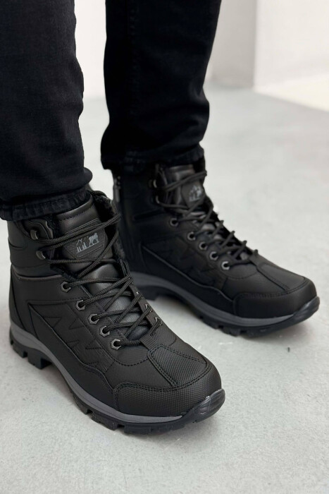 FLUFFY HIGH NECK MEN WINTER SHOES BLACK/ E ZEZE - KLAUDIO FASHION