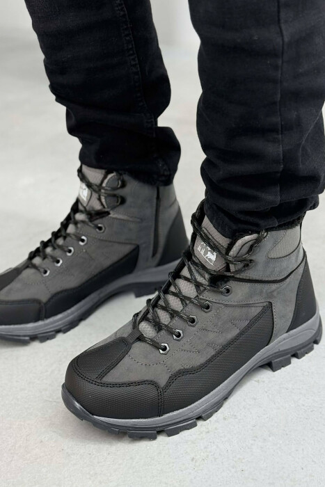 FLUFFY HIGH NECK MEN WINTER SHOES DARK GREY/GEE - 3