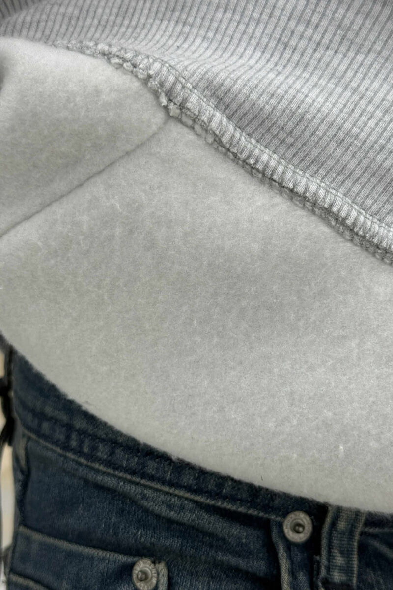 FLUFFY ONE COLOR BASKETBALL BACK DESIGN MEN HOODIE LIGHT GREY/GZ - 3