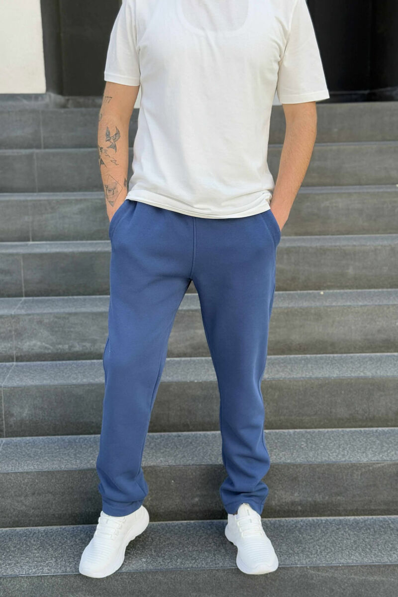 FLUFFY ONE COLOR SIMPLE MEN JOGGERS BLUE/BLU - 2