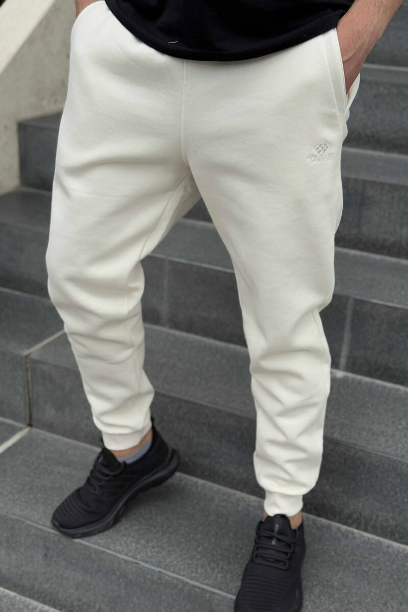 FLUFFY ONE COLOR SIMPLE MEN JOGGERS CREAM/KREM - 1