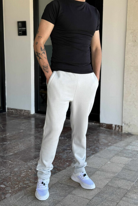 FLUFFY ONE COLOR SIMPLE MEN JOGGERS LIGHT GREY/GZ - 2