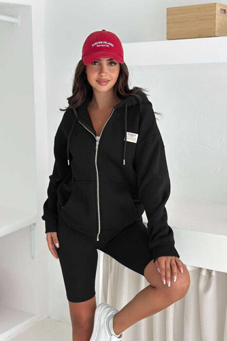 XHAKETË PAMBUKU ME PUSH NJË NGJYRËSHE PËR FEMRA NË NGJYRËN E ZEZË - KLAUDIO FASHION