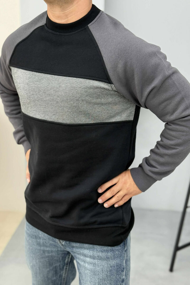 FLUFFY ROUND NECK MEN SWEATSHIRT BLACK/ E ZEZE - 2