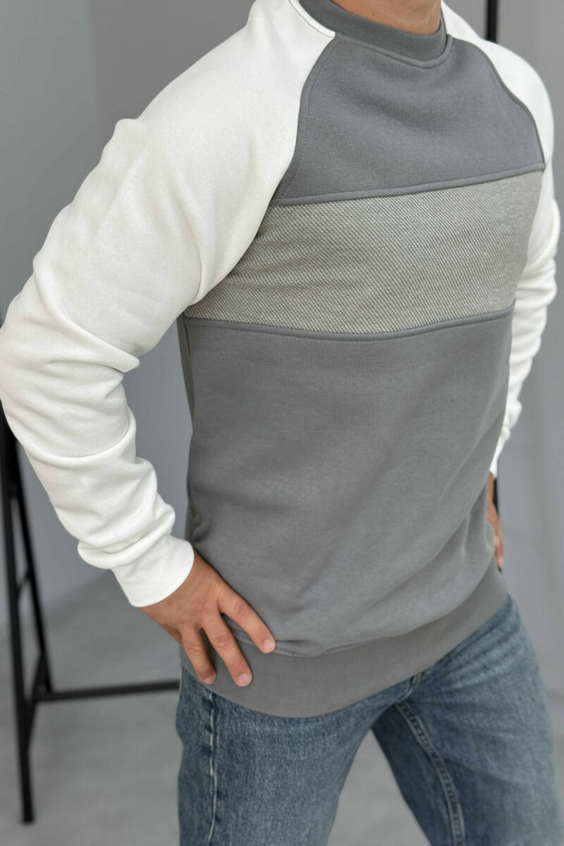 FLUFFY ROUND NECK MEN SWEATSHIRT GREY/GRI - 2