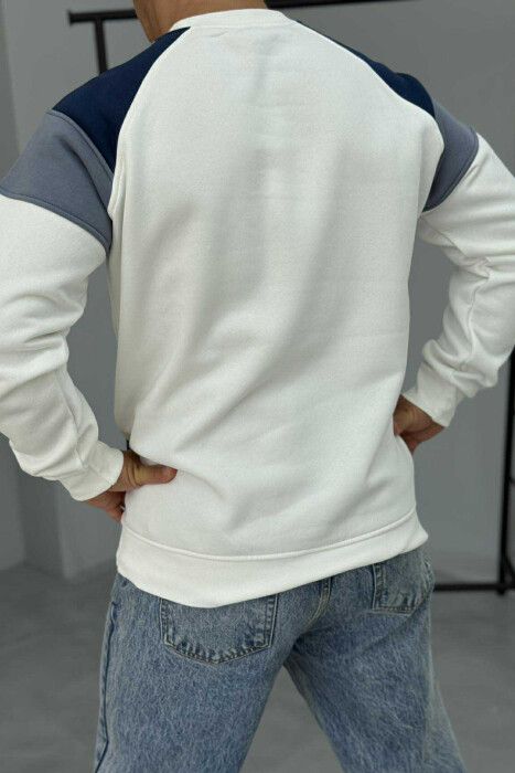 FLUFFY SIMPLE FRONT WRITTING MEN SWEATSHIRT WHITE-E BARDHE - 4