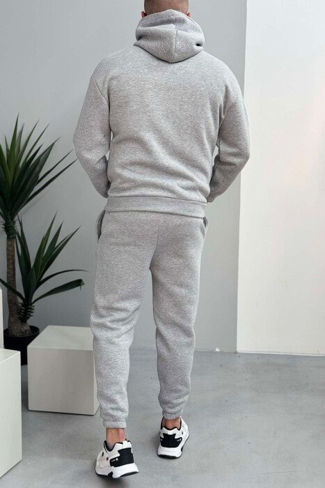 FLUFFY SIMPLE ONE COLOR HOODIE+JOGGER MEN SET LIGHT GREY/GZ - 3