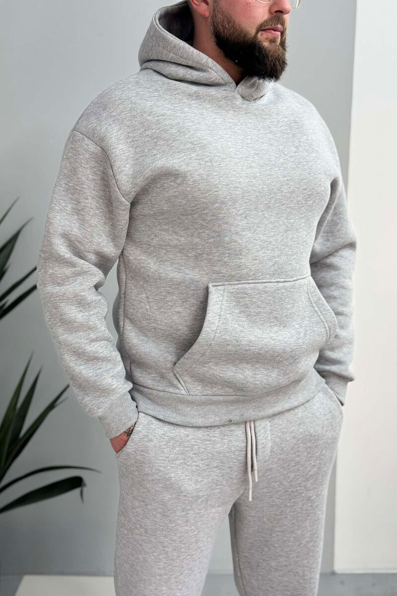 FLUFFY SIMPLE ONE COLOR HOODIE+JOGGER MEN SET LIGHT GREY/GZ - 6