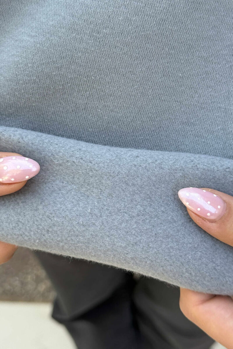 FLUFFY SIMPLE ONE COLOR WOMEN HOODIE GREY/GRI - 4