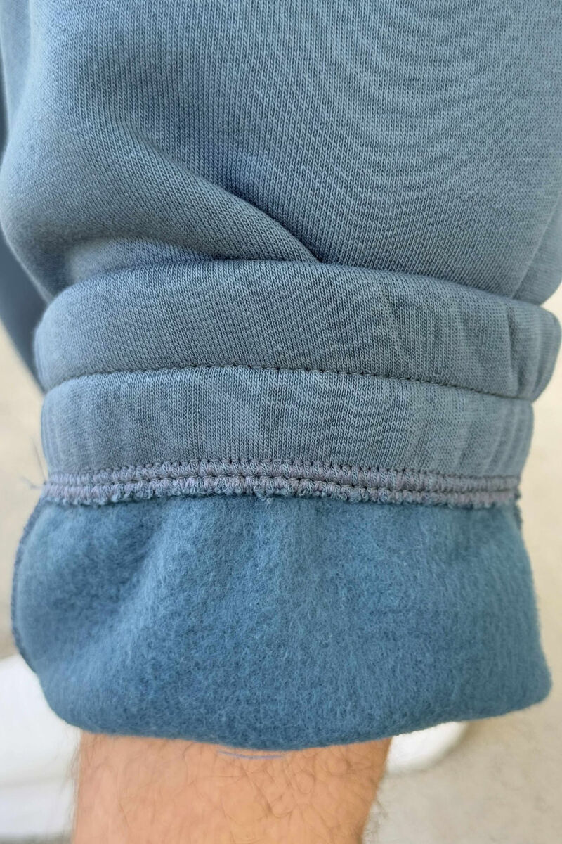 FLUFFY ZIPPER POCKETS ONE COLOR MEN JOGGERS BLUE STONE/GK - 5