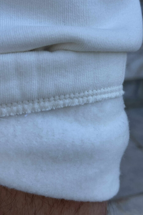 FLUFFY ZIPPER POCKETS ONE COLOR MEN JOGGERS CREAM/KREM - 5