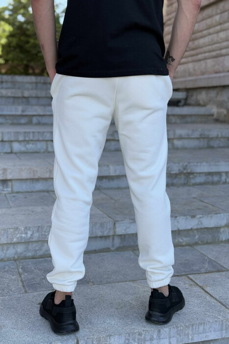 FLUFFY ZIPPER POCKETS ONE COLOR MEN JOGGERS CREAM/KREM - 4
