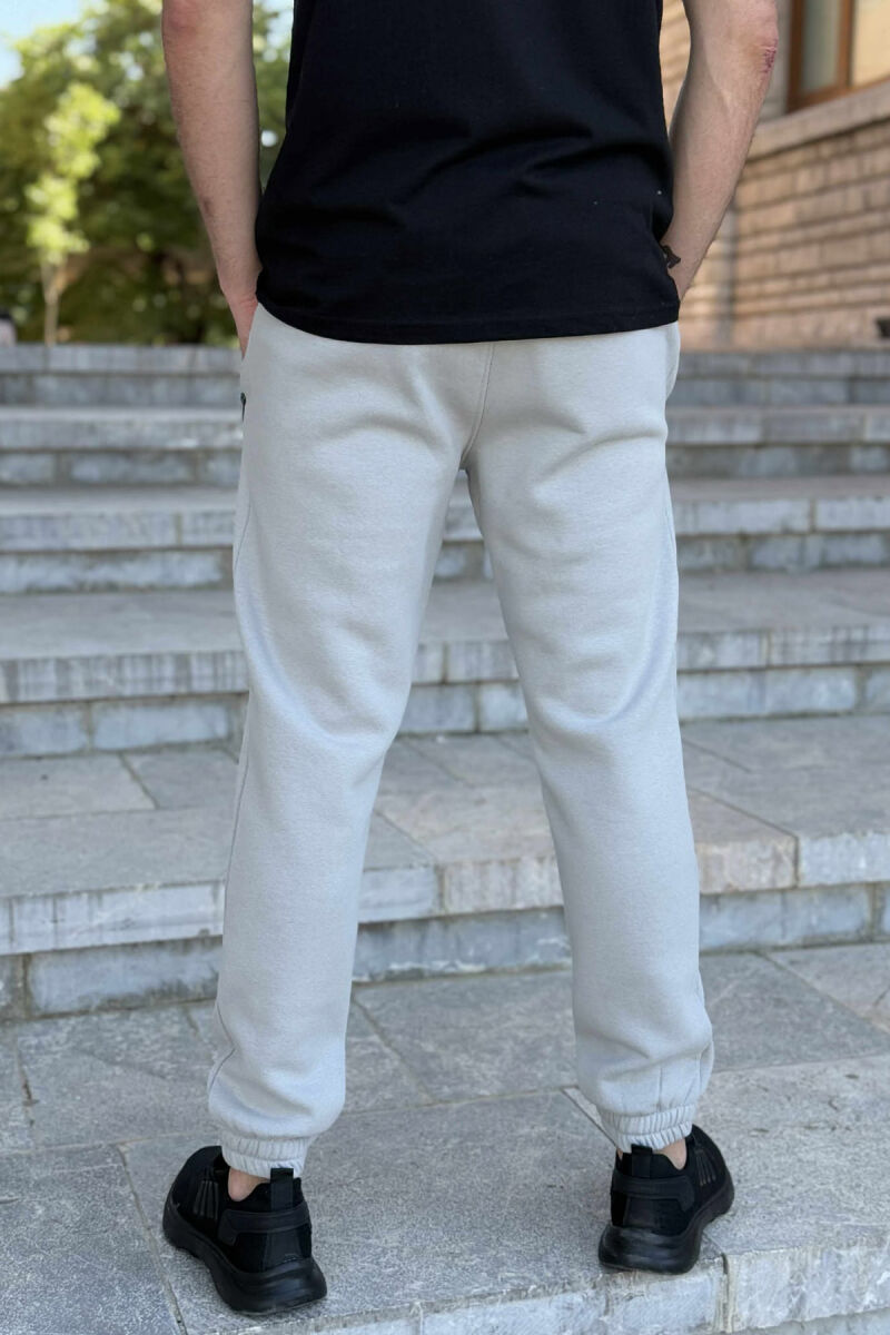 FLUFFY ZIPPER POCKETS ONE COLOR MEN JOGGERS LIGHT GREY/GZ - 4