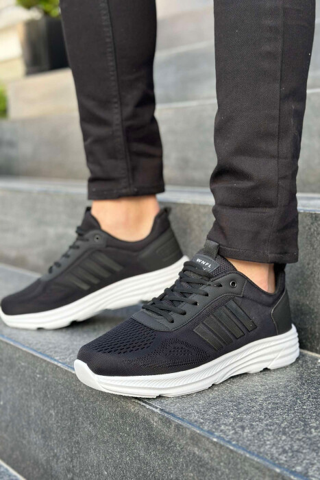 FOUR STRIPE DESIGN PLATFORM MEN SNEAKERS BLACK-BLACK-WHITE/ZZB - 1