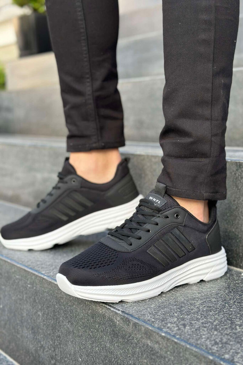 FOUR STRIPE DESIGN PLATFORM MEN SNEAKERS BLACK-BLACK-WHITE/ZZB - 1