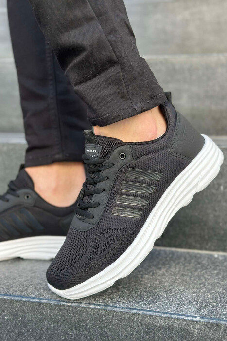 FOUR STRIPE DESIGN PLATFORM MEN SNEAKERS BLACK-BLACK-WHITE/ZZB - 2