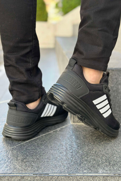 FOUR STRIPE DESIGN PLATFORM MEN SNEAKERS BLACK/ E ZEZE - 4