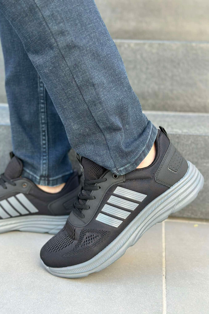 FOUR STRIPE DESIGN PLATFORM MEN SNEAKERS BLACK-GREY/ZEGR - 4