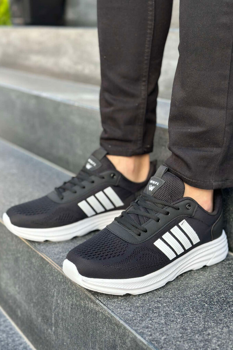 FOUR STRIPE DESIGN PLATFORM MEN SNEAKERS BLACK-WHITE/ZEBA - 1