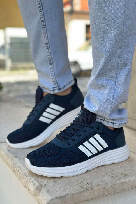 FOUR STRIPE DESIGN PLATFORM MEN SNEAKERS BLUE-WHITE/BLBA 