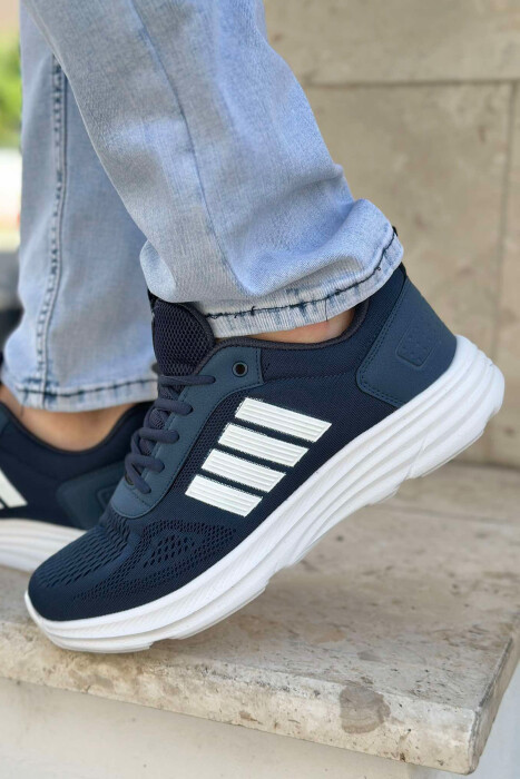 FOUR STRIPE DESIGN PLATFORM MEN SNEAKERS BLUE-WHITE/BLBA - 2