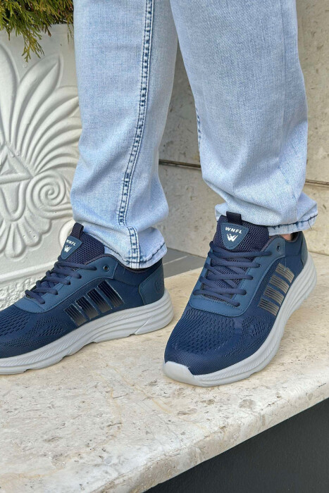 FOUR STRIPE DESIGN PLATFORM MEN SNEAKERS BLUE+GREY/ BLU+GRI - 3