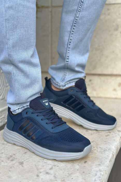 FOUR STRIPE DESIGN PLATFORM MEN SNEAKERS BLUE+GREY/ BLU+GRI 