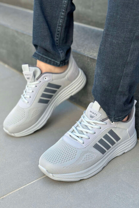 FOUR STRIPE DESIGN PLATFORM MEN SNEAKERS GREY-GREY/GG - 1