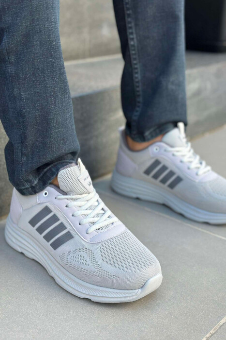 FOUR STRIPE DESIGN PLATFORM MEN SNEAKERS GREY-GREY/GG - 3