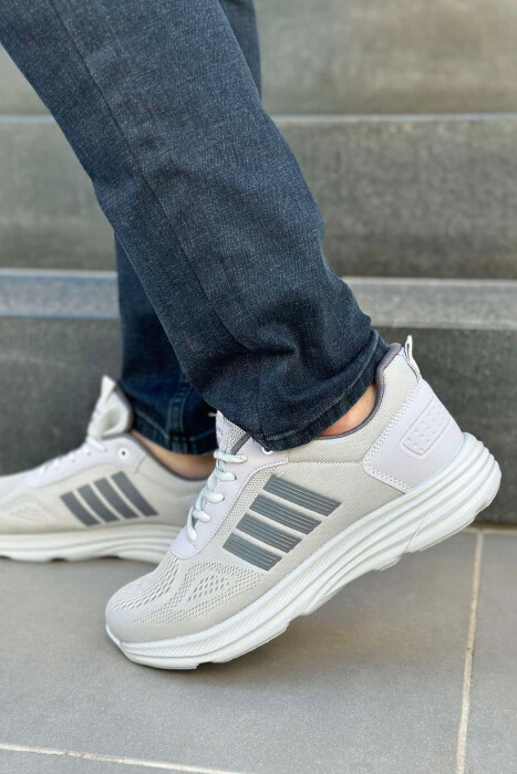FOUR STRIPE DESIGN PLATFORM MEN SNEAKERS GREY-GREY/GG - 4