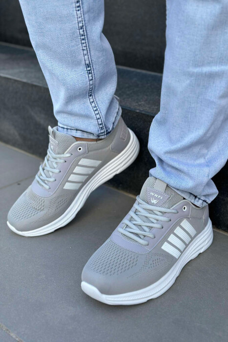 FOUR STRIPE DESIGN PLATFORM MEN SNEAKERS LIGHT GREY/GZ 