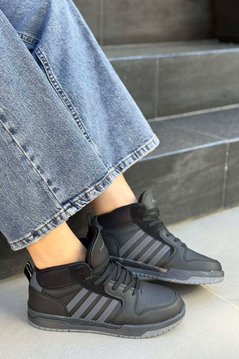 FOUR STRIPES HIGH TOP WOMEN SNEAKERS BLACK-GREY/ZEGR - 1