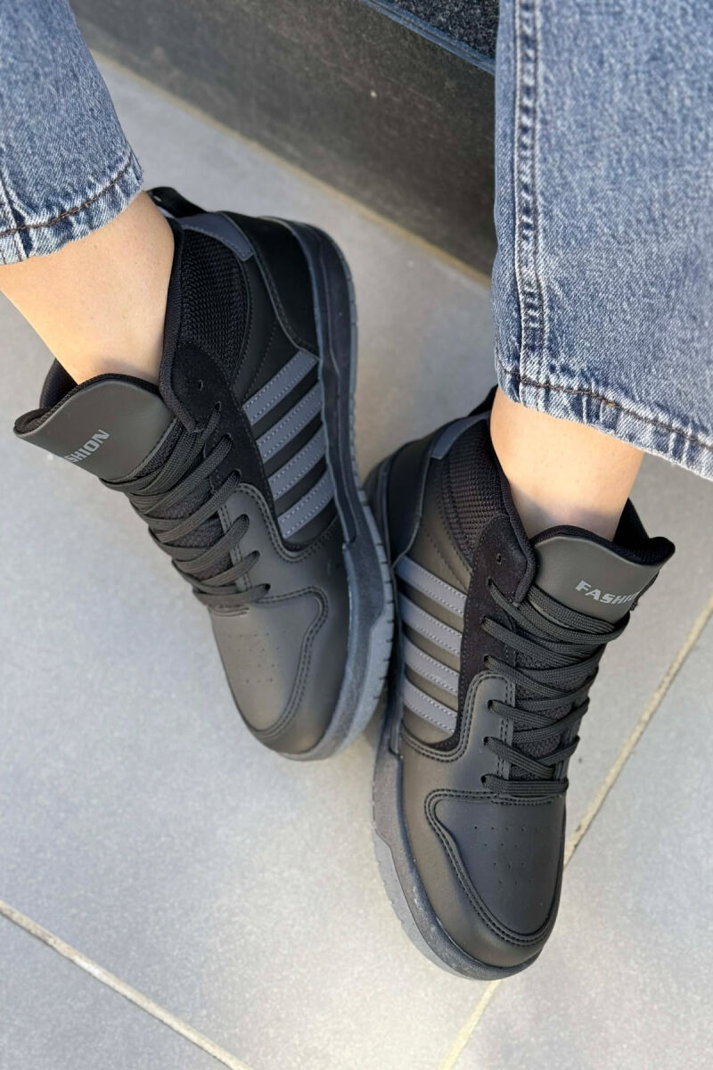 FOUR STRIPES HIGH TOP WOMEN SNEAKERS BLACK-GREY/ZEGR - 3